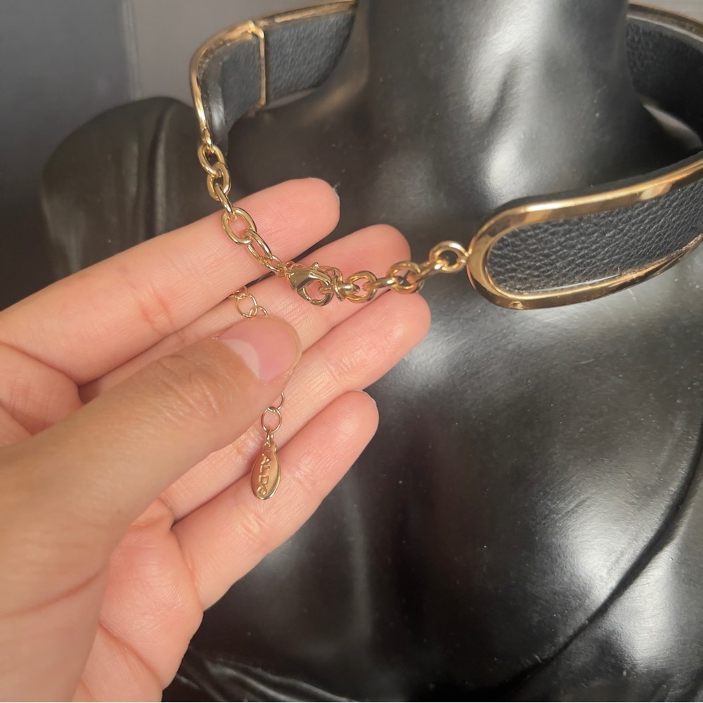 Aldo black leather gold tone choker - Picture 4 of 4